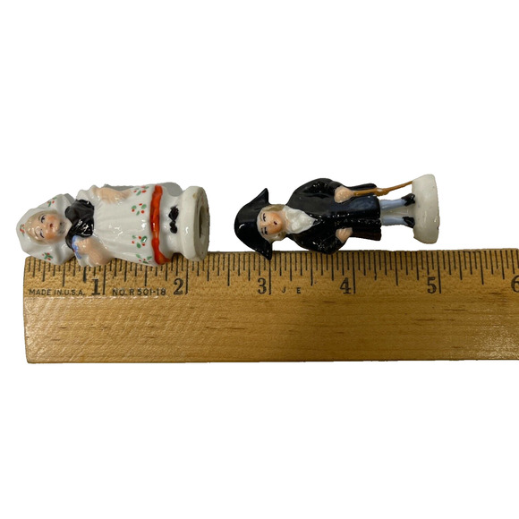 Lot of 2 Folk Style Couple 2.25" Tall Hand Painted Porcelain Figurine Germany - Picture 11 of 11